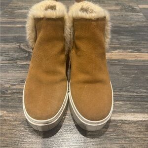 Dolce Vita Tan Ankle Booties with Fur Trim